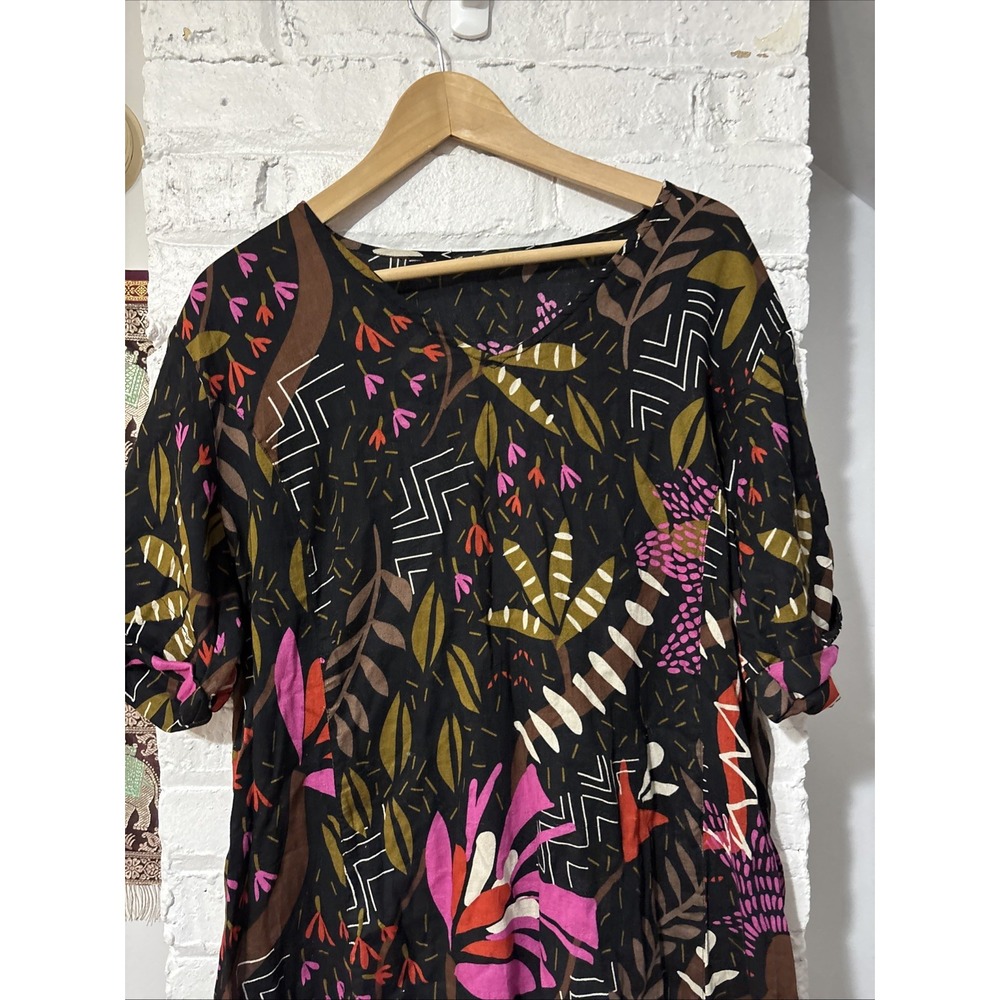 Gudrun Sjödén Women's Floral‎ Dress Multicolor, Short Sleeves, Size XL